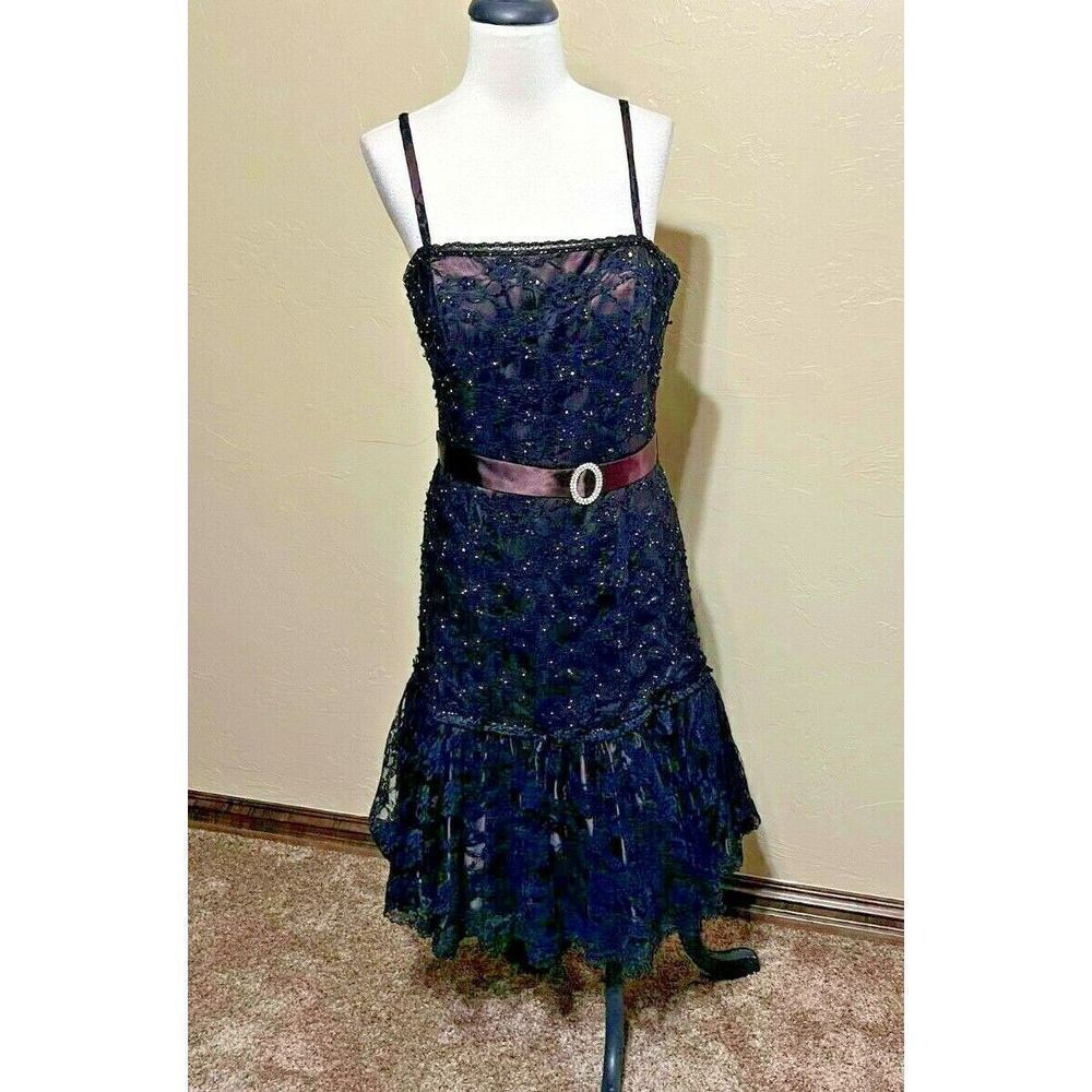 Alyce Designs Strapless Black Lace Formal Cocktail Dress Size 10